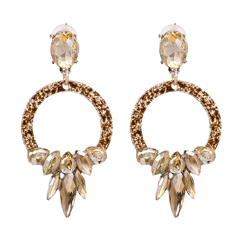 

Vintage Statement Crystal Drop Earrings 2019 Oorbellen New Fashion For Women Party Leopard Print Bulgaria Tiffan Indian jewelry