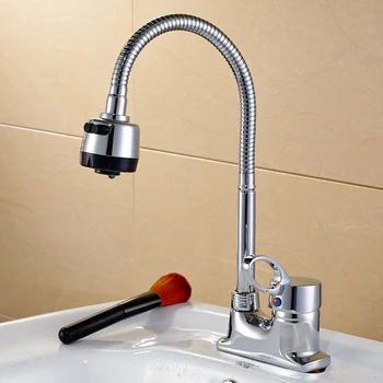 

Basin faucet universal 360 degree rotating double holes hot copper Tap include 2pipes