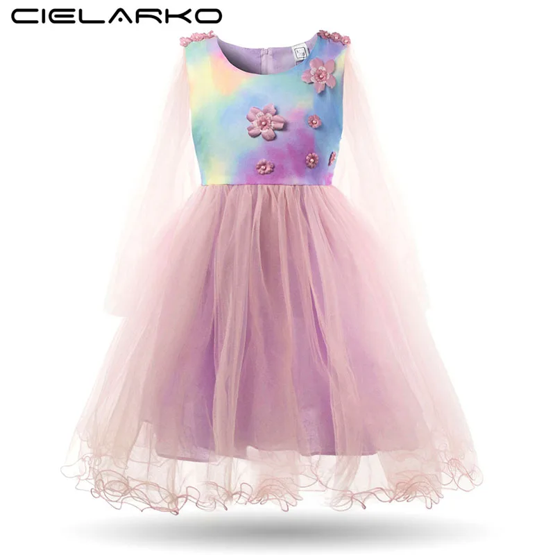 

Cielarko Girls Dress Summer Kids Party Dresses Sleeveless Design Flower Frocks for Birthday Dance Children Clothes Girl Costumes