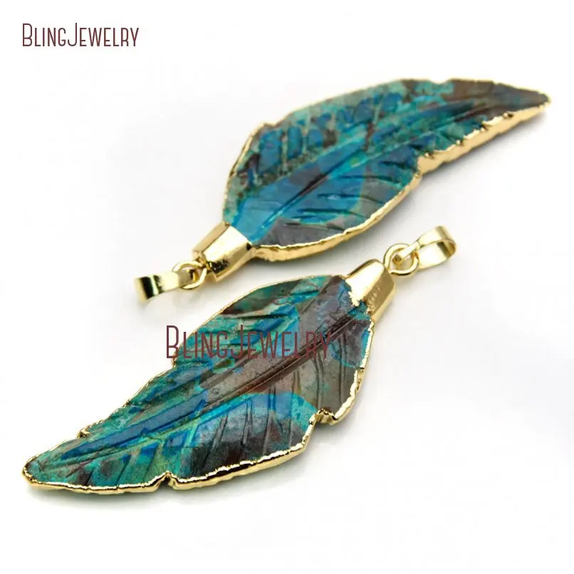 

Feather Pendant Sea Sediment Jaspers Pendant Gold Dipped Stone Pendant PM19493
