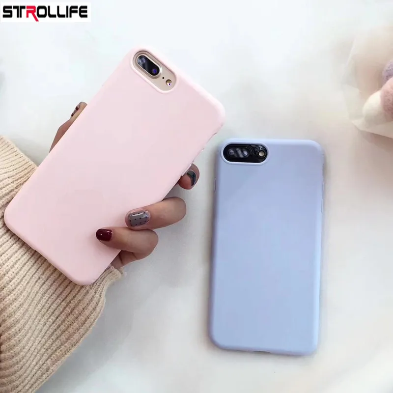 

STROLLIFE Fashion Candy Color Phone Case For iphone 8Plus case Rubber Soft TPU Silicon Cover For iPhone 7 7Plus 6 6s 8 Plus Capa