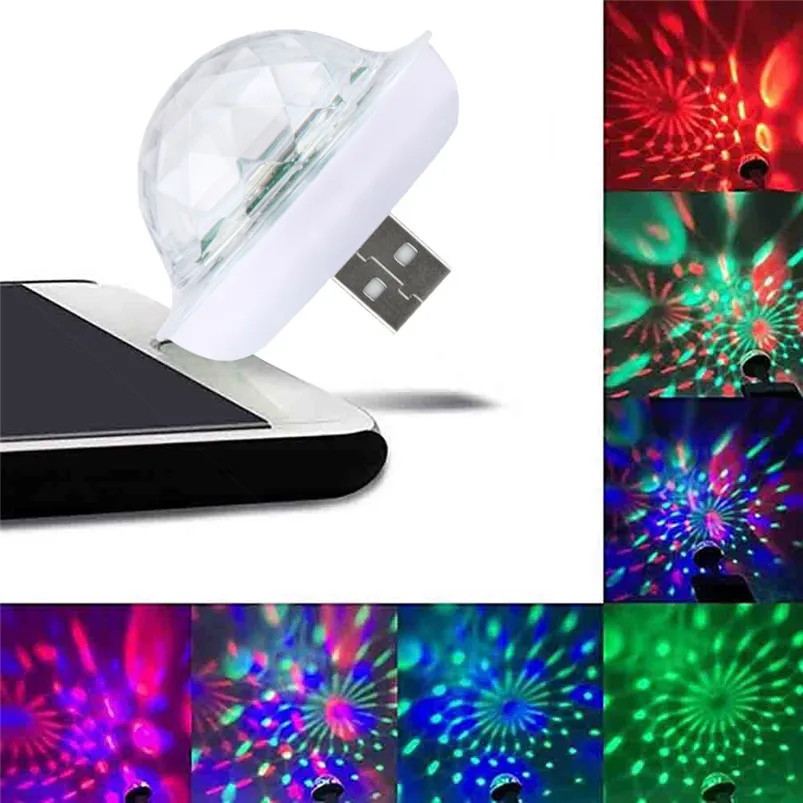  USB Mini LED RGB Disco Stage Light Party Club DJ KTV Xmas Magic Phone Crystal Magic Ball Lamp Luces Led Decoracion 40JUL1527