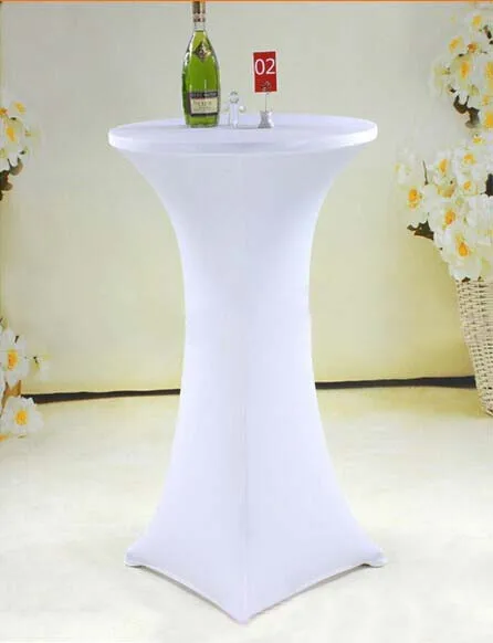 Online Whole Spandex Table Cloth From China 10pcs 60 110cm White Elastic Stretch High Bar Table Cover Lycra Spandex Tail Cloths