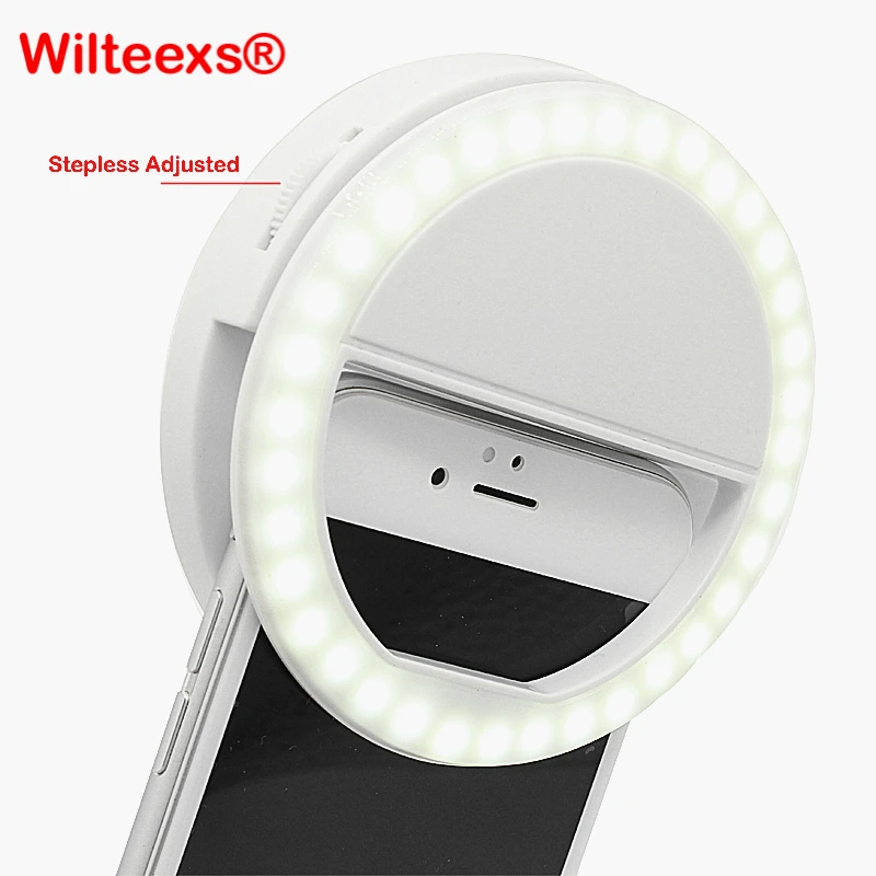 WILTEEXS 36 Led Плавная Отрегулированная селфи кольцевой вспышка светильник камера Улучшенная фотография светящаяся лампа для iPhone7 6 samsung S5 S4