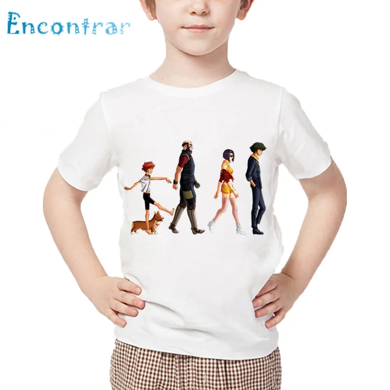 

Kids Cowboy Bebop Japanese Anime Print T shirt Children Summer Short Sleeve White Tops Boys and Girls Funny T-shirt,ooo717