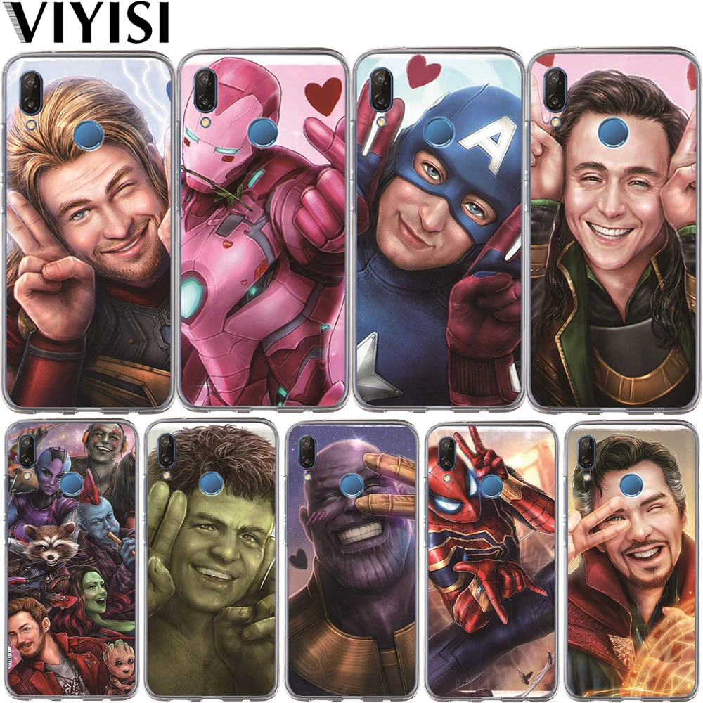 

Luxury Marvel Avengers Cute Heroes Spider-Man Iron Man Phone Case For Huawei Honor 10 9 8 8X 8C 7A 7C 7X 7 6X 6A Lite Coque Etui