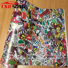 10/20/30/40/50/60X152CM HOT Etiqueta Do Crânio Graffiti Stickerbomb Vinil Envoltório Do Carro Motocicleta scooter Decalque Embrulho Filme Bolha de Ar