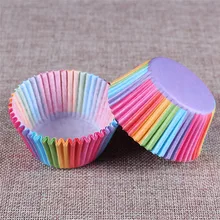 New Arrival 100Pcs Rainbow Liner Baking Cups Cupcake Paper Muffin Cases Cakes Box Cup Tray Cake Mold Kitchen Accessories Tools