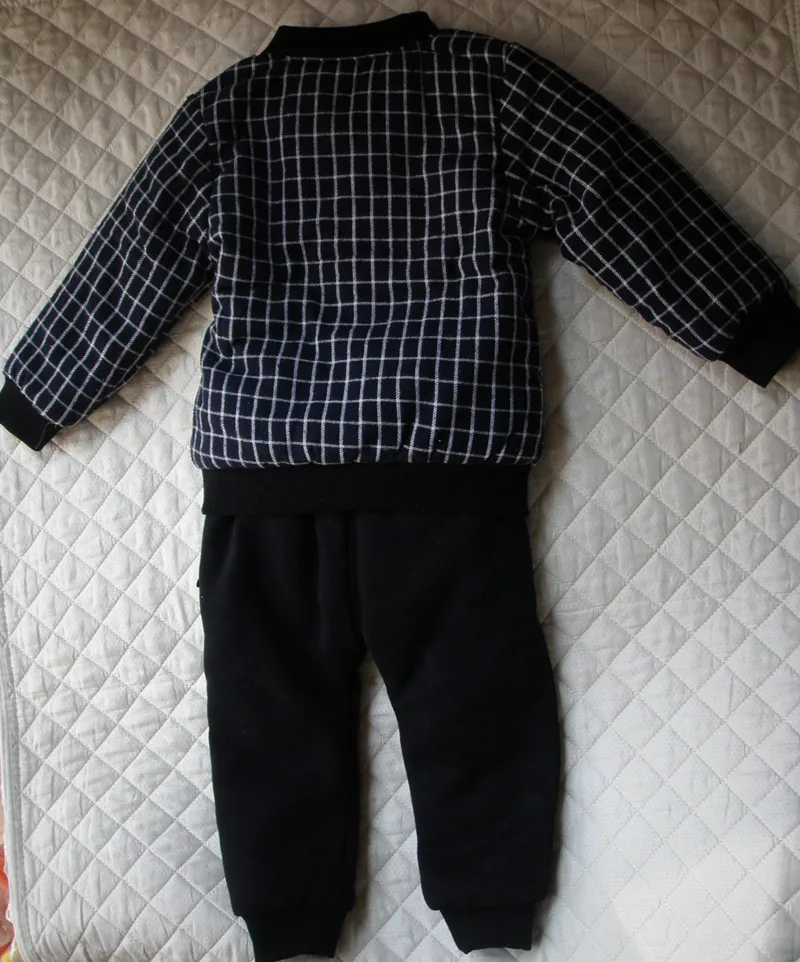 Baby Boys Girls Hooded Vest Plaid Coat Black Pant Sets 6