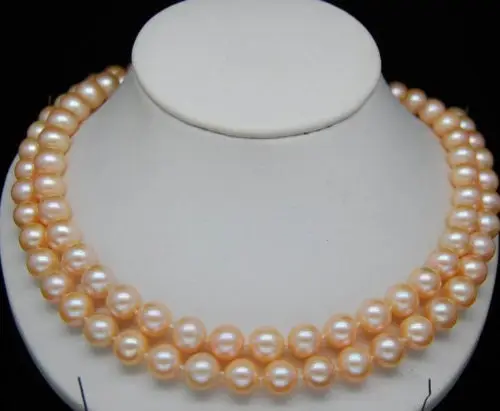 

Hot sale new Style >>>>>32 INCH AAA 9-10MM Pink SOUTH SEA PEARL NECKLACE 14K GOLD