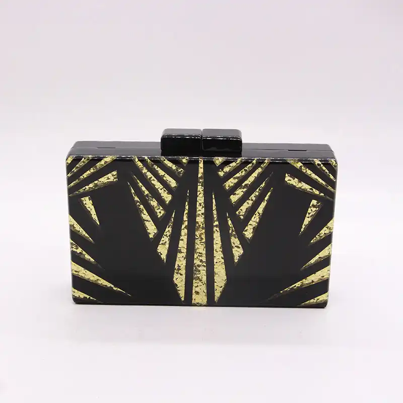 Black Gold Glitter Women Clutch Party Evening Bag Luxury Crystal Chain Box Wedding Purse Female Feast Acrylic Bags