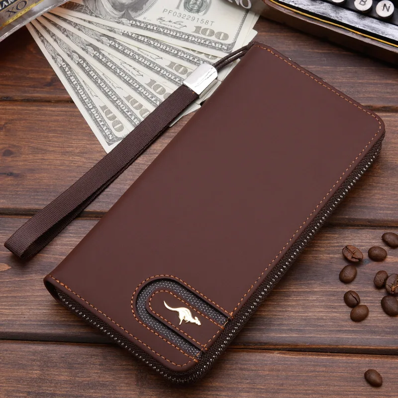 High Quality Men's Leather Wallet Zipper Long Purse Big Capacity