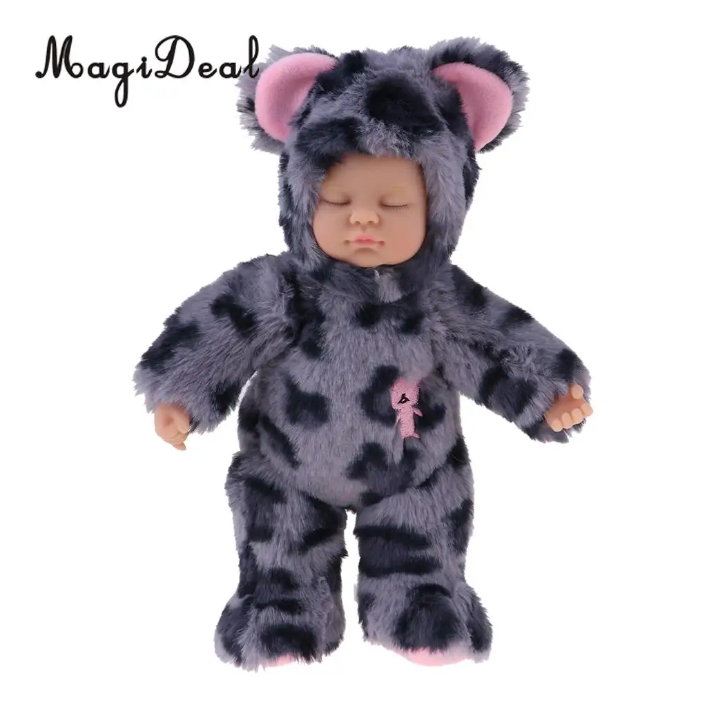 Leopard Print Plush Stuffed Toys Sleeping Baby Dolls Reborn Doll Christmas Xmas Gift Kids Sleeping Toys High Quality