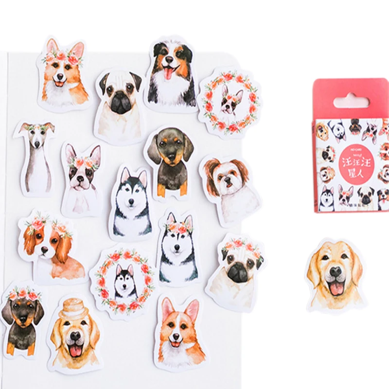 

46pcs/box Kawaii Dogs star mini paper Diary Paper Lable Stickers Crafts Decoration Scrapbooking Sticker