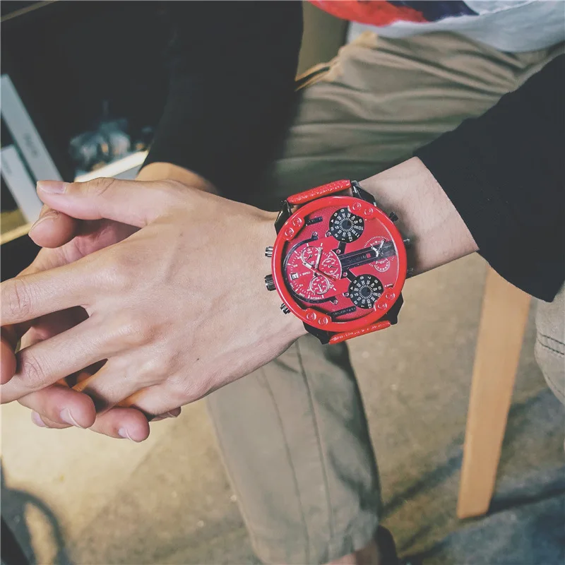 Big Dial Watch Men's Trend European American Creative D Style Same Dual-core Calendar Personality Atmosphere Mens Watch Dropship