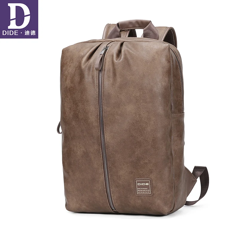 

DIDE 2018 Simple Casual School Backpack Vintage men's backpacks Laptop schoolbag travel bags Leather Waterproof Back pack Male