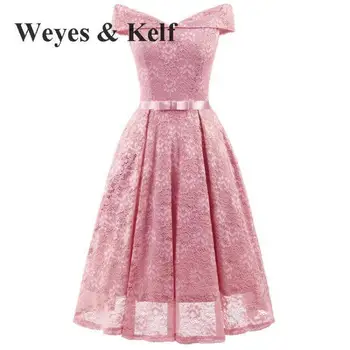 

Weyes & Kelf Spring A-line Lace Vintage Dress For Women 2018 Summer Bows And Lace Princess Party Dress Bodycon Backless Dress