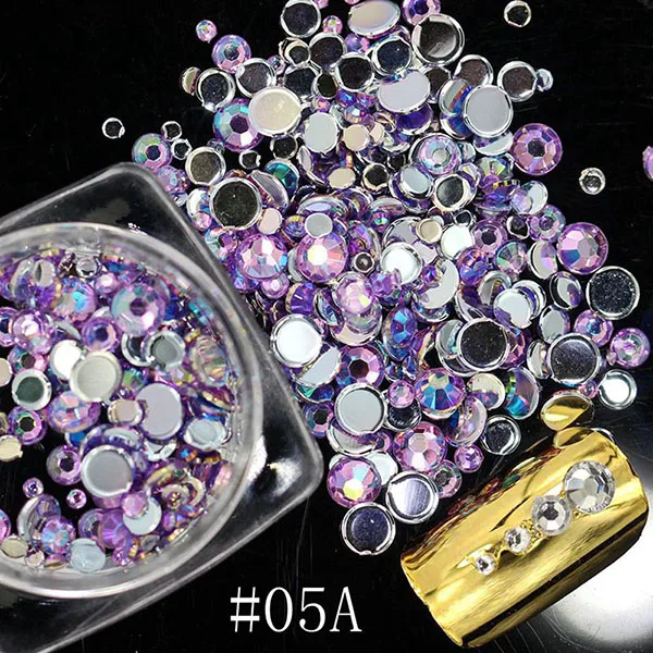 1 упаковка, 500 шт, цветные кристаллы для ногтей, драгоценные камни, Стразы 3D, блестящие плоские с задней стороны, стеклянные камни, AB Блеск, сделай сам, украшения для ногтей - Цвет: 05A