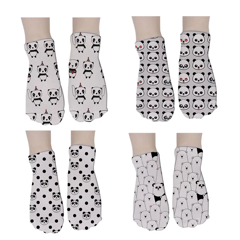 

SexeMara Hot Cute 3D Printed Short Cotton Socks For Women Animal Panda Bear Ankle Socks New Fashion Print Funny Low Ankle Soc