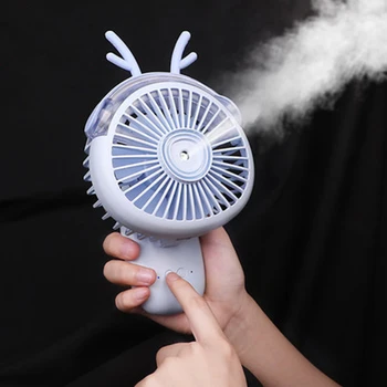

USB Mini Fan Rechargeable Handheld Portable Humidifier Fans With 2000mAh Battery Cute pet Desktop Handy Fan For Home Office