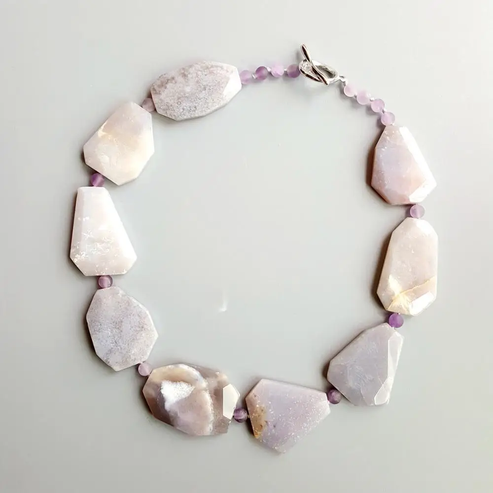 

Lii Ji Real Agates Irregular Beads with Matte Amethysts Beads Necklace Toggle Clasp Necklace 49cm/20''