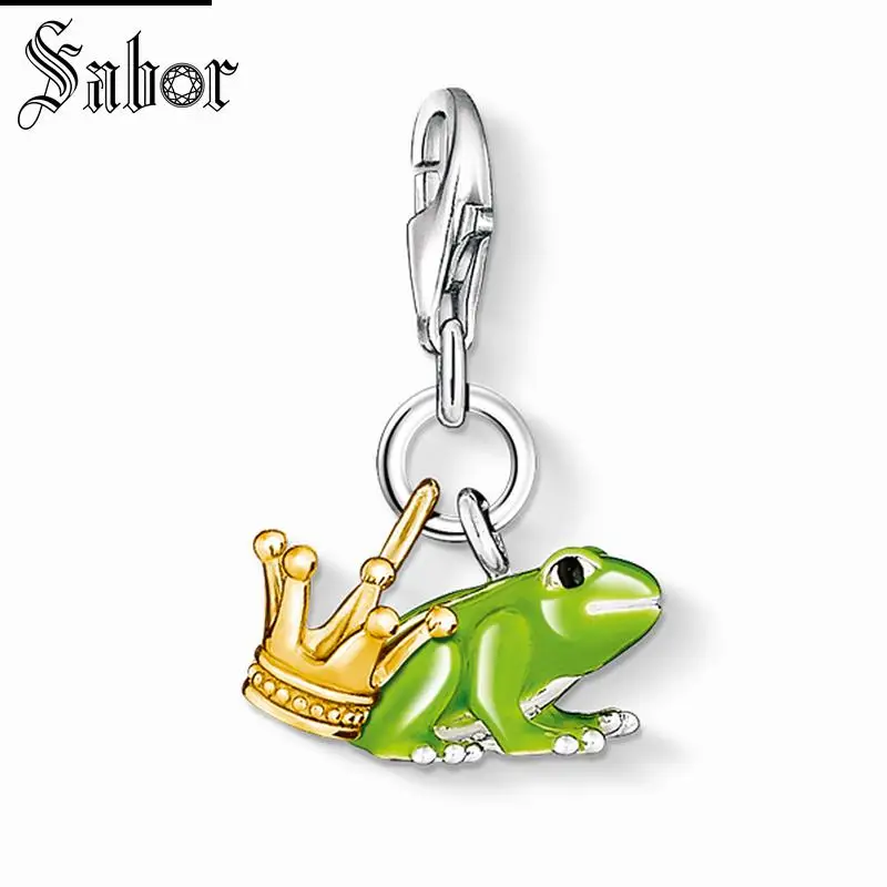 

thomas Green Frog Prince Charm Fashion Jewelry For Women Girls Men Boy, Vintage Gift 925 Sterling Silver Fit Bracelet charms