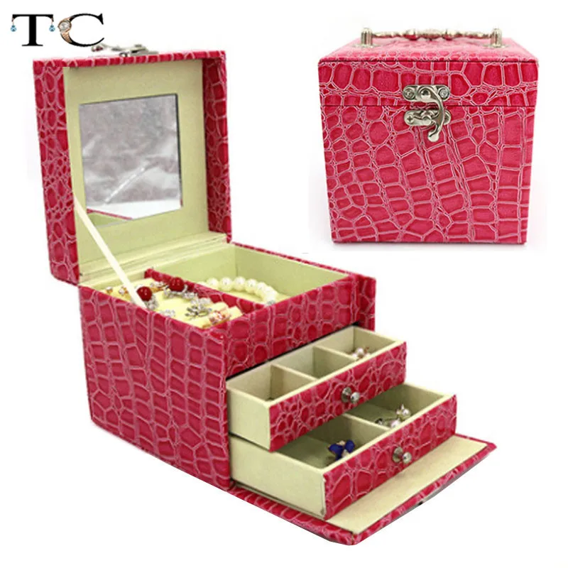 Multi-Function Storage Box Leather Jewelry Box Multi-Layer Large-Capacity Jewelry Organizer Makeup Case Multi-Function Storage Box Leather Jewelry Box Multi-Layer Large-Capacity Jewelry Organizer Makeup Case