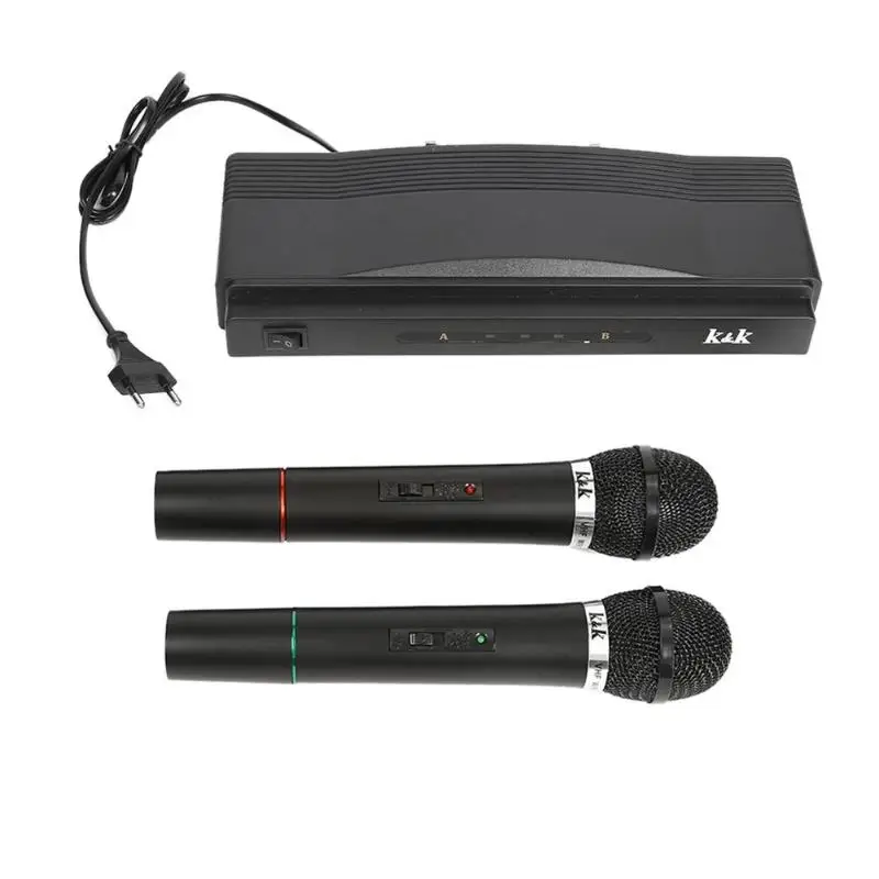 

Wireless Microphone System Dual Handheld Microphones Cordless FM Receiver