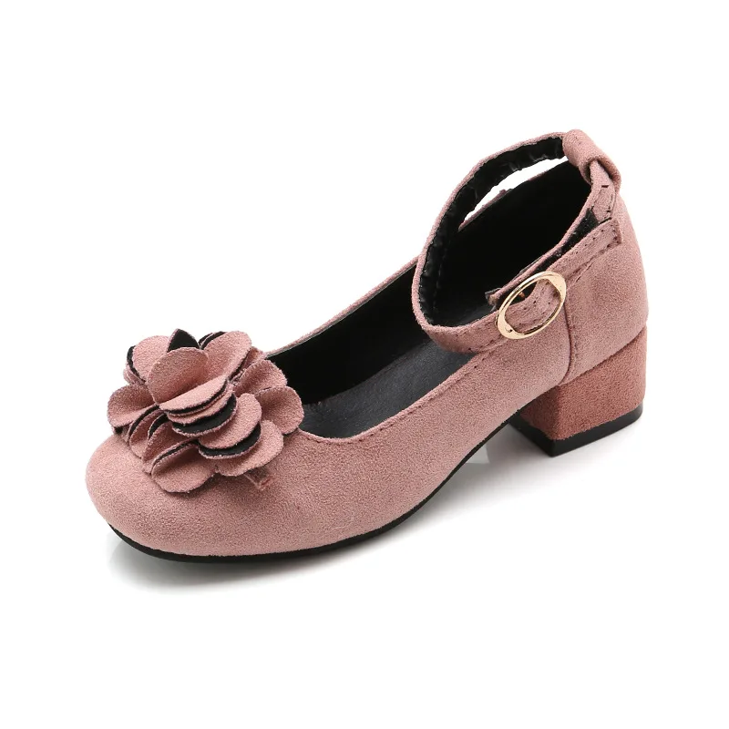 Preto das Crianças Sapatos de Couro para Crianças de Salto Sapatos para Festa de Casamento Rosa Vermelho Meninas Alto Princesa Grande Vestido Sapatos 18 Cheap Sapatos de couro