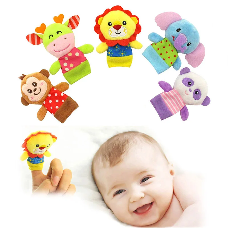 5 Pcs/Set Baby Plush Toys Cartoon Animal Fingers Puppet Child Kid