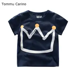 Новый мальчик футболка для малышей мультфильм корона печатных Половина рукава футболки корейских детей летние топы для девочек на возраст