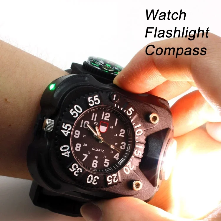 

Ultralight Waterproof Wrist Light Torch Light USB Charging Rechargeable Flashlight Watch Night Running Sport Watch