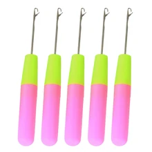 Threader Вязание волос вязальные крючки парик крючок иглы пластиковый крючок оплетка игла для перьев, пучков нарощенных волос Инструменты