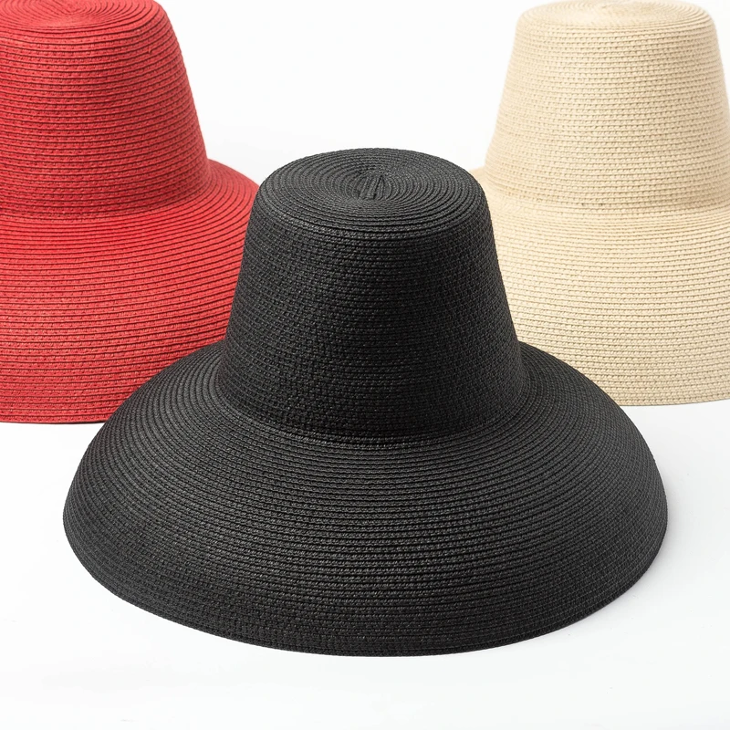 Винтажная шляпа широкими полями Для женщин Летняя Пляжная Шляпа Hat 2019 модный бумажный соломы солнцезащитная Кепка Одежда высшего качества