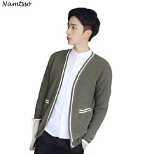 Хлопок, вязаный кардиган, мужской, Осень-зима, длинный рукав, Одноцветный, коло, Толстая линия, Повседневный свитер, брендовая Базовая верхняя одежда 575