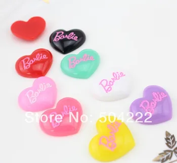 

100 pcs candy mixed heart shape kawaii resin cabochon charm pendants for hair pins ,cell phone diy 1.0inch bb sweetie heart