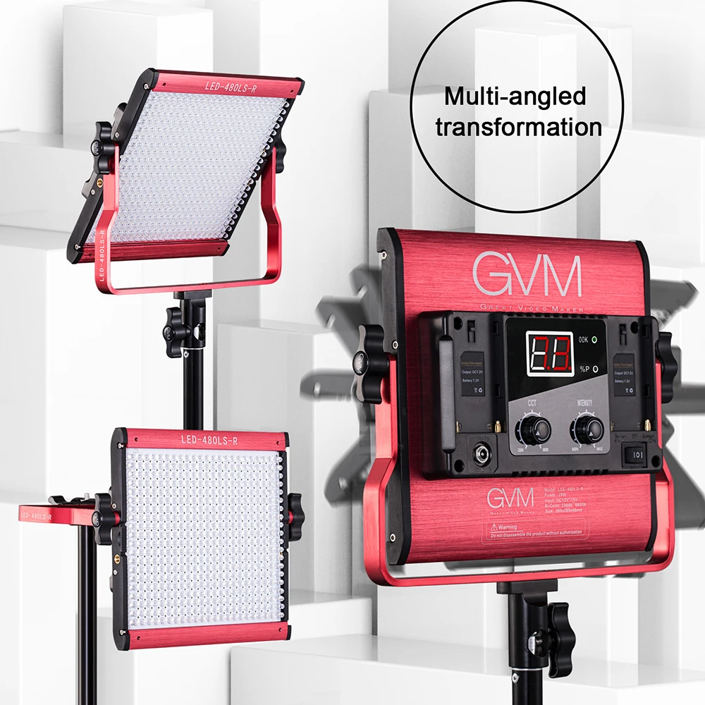 GVM 480LS 29W Photo Studio Video Continuous Light Lamp CRI97+ 480 LED Beads Dimmable 2300~6800K Photography Panel Light