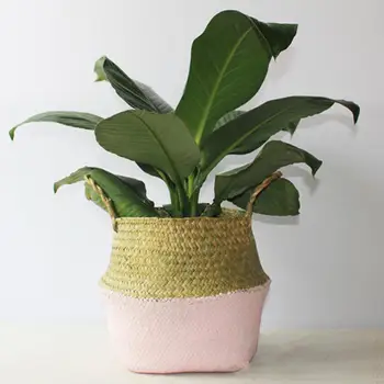 

Simple Pastoral Style Woven Rattan Storage Basket Plant Toys Laundry Storage Holder Home Decoration-25