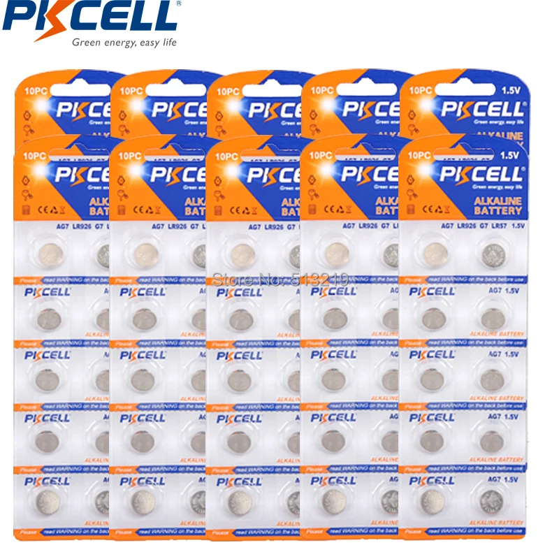 

100 x G7 0% Mercury Coin Battery AG7 1.5V LR57 195 927LR927 399 395 Button Cell Batteries