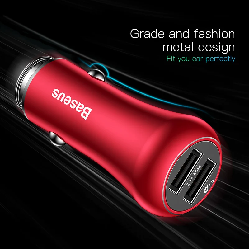 Baseus سريعة تهمة 3.0 شاحن سيارة 2 ميناء QC3.0 سريع شاحن المزدوج USB سيارة الهاتف المحمول شاحن آيفون X 8 سامسونج Baseus سريعة تهمة 3.0 شاحن سيارة 2 ميناء QC3.0 سريع شاحن المزدوج USB سيارة الهاتف المحمول شاحن آيفون X 8 سامسونج