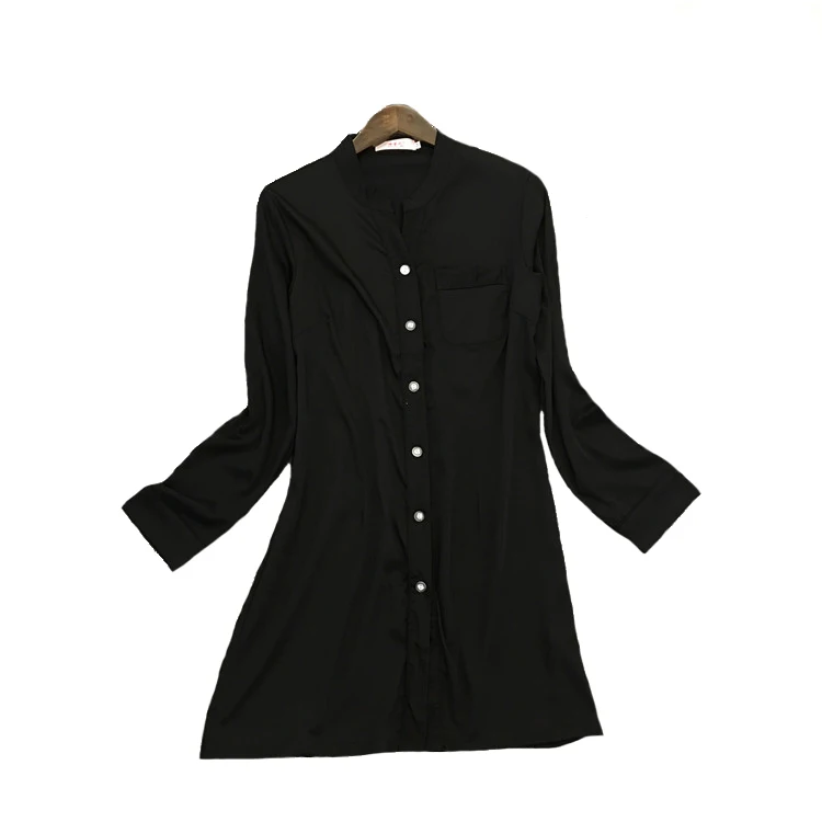 Black Sexy Women Nightshirt Summer New Nightdress Sleep Shirt Silky