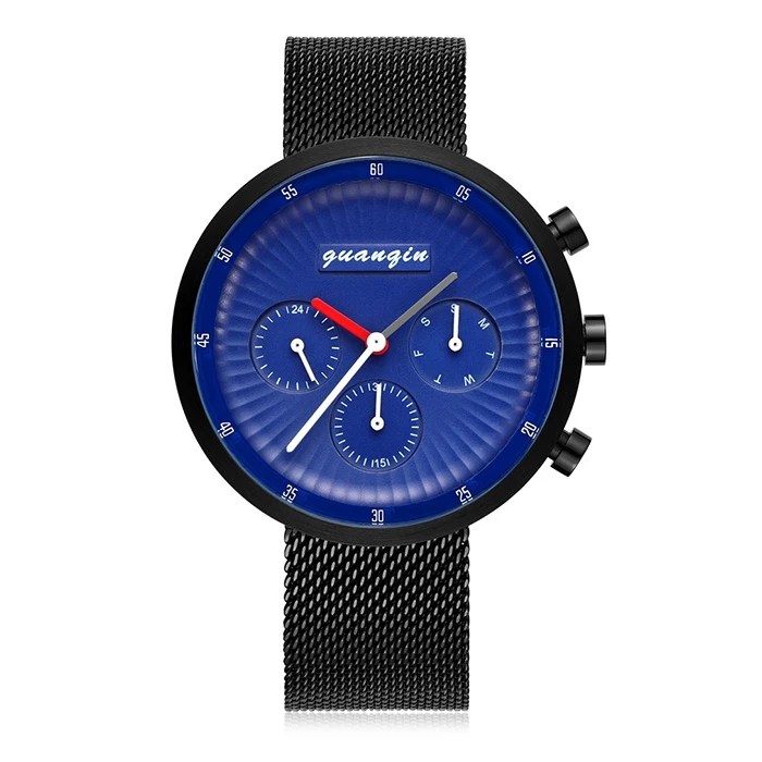 

GUANQIN Men Quartz Watch Fashion Fine Steel Mesh Band Ultrathin Analog Wrist Watch