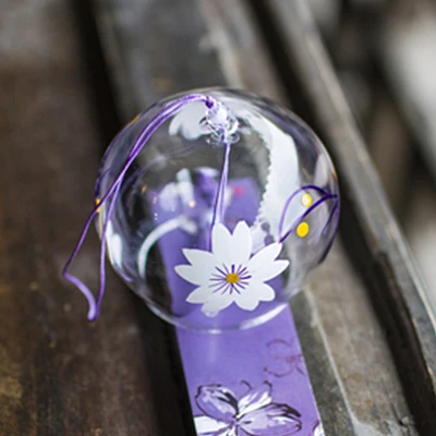 Японский стеклянный колокольчик ветра Япония Эдо fengling Светлячок ветер колокольчики ручной работы творческие подарки - Цвет: white flower