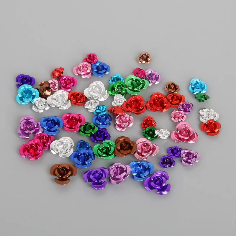 

100pcs 6mm Aluminium Artificial Flower Rose Head For Wedding Decoration Scrapbooking Decorative Wreath DIY Craft