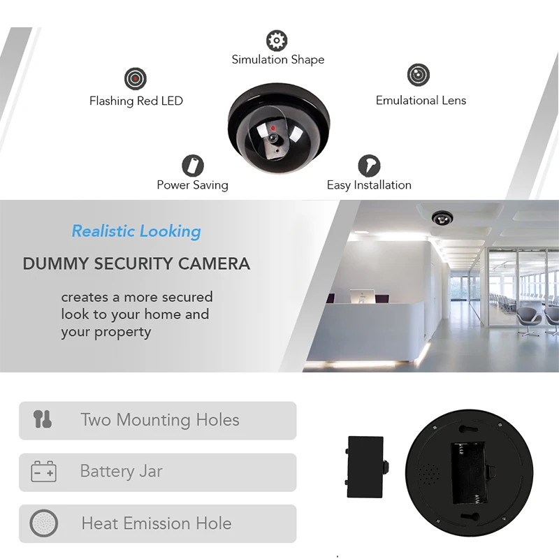  Fake Surveillance Cameras Dummy Security CCTV Dome Simulation Camera Outdoor House Home Fake Video  - 32991639167