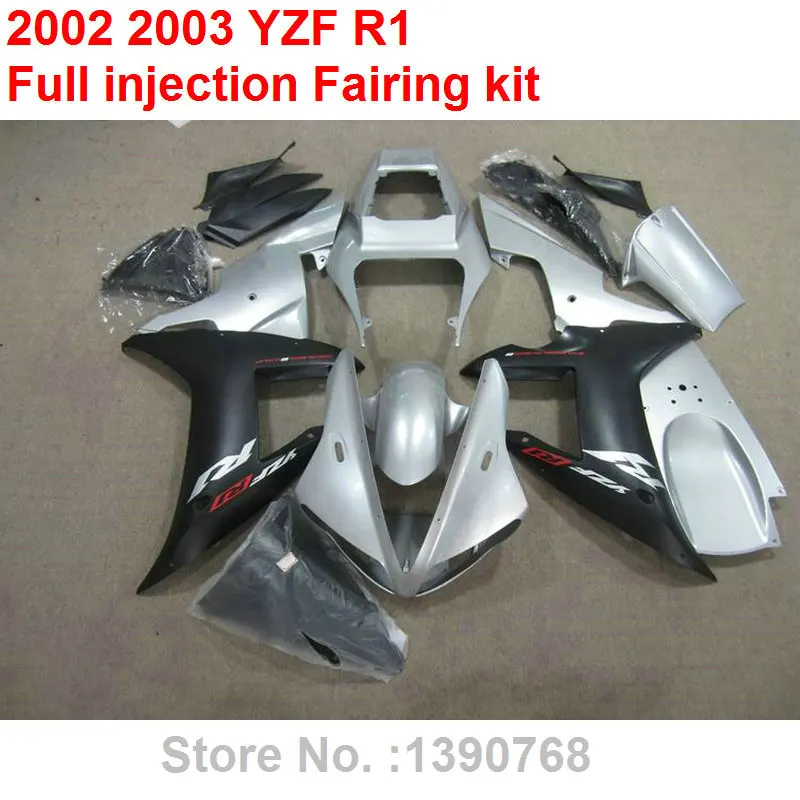 

Bodywork kit for YAMAHA injection mold fairings R1 02 03 silver black motorcycle fairings kit YZF R1 2002 2003 XF09