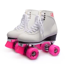 RENIAEVER женские классические ретро 4 колеса Quad роликовые коньки обувь для катания на коньках розовые колеса, белые туфли алюминиевая пластина