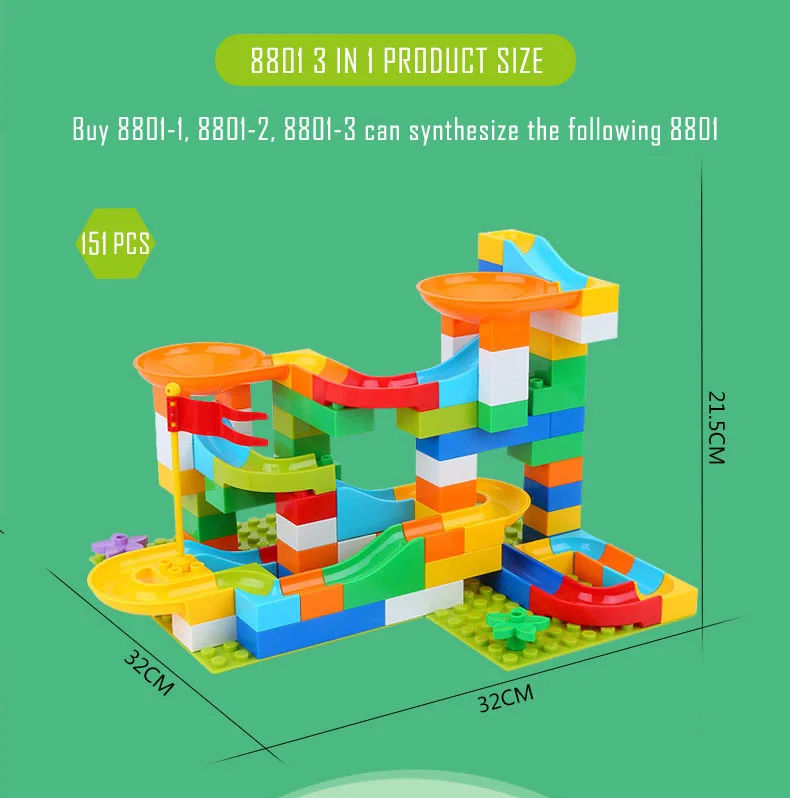Совместим с блоками Duplos marble Racing Run лабиринт, Шариковая дорожка строительные блоки животные джунгли Воронка слайд большой кирпич детские игрушки