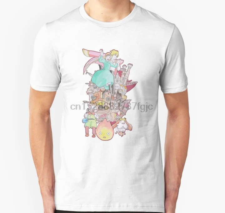 

Men Short sleeve tshirt Studio Ghibli Howl Moving Castle Unisex T Shirt Women t-shirt