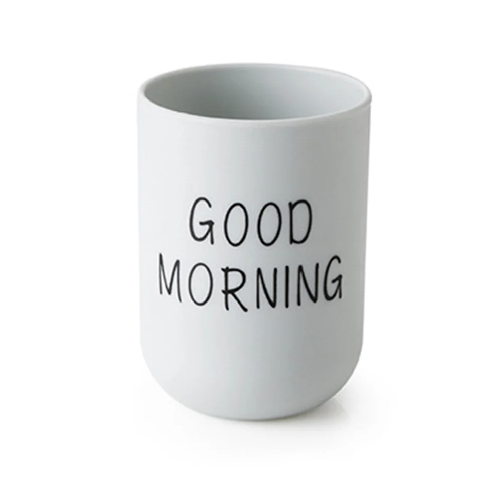 

Storage Toothpaste Holder Portable Plastic Home Bathroom Washing Travel Rinsing Tooth Mug Good Morning Toothbrush Cup Round